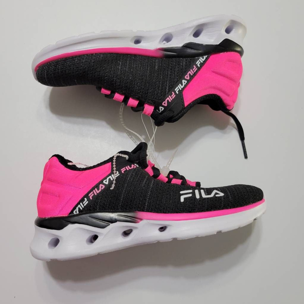 Fila Unisex Kids Athletic Shoes Black Pink Color Block Low Top Lace Up 12 M New